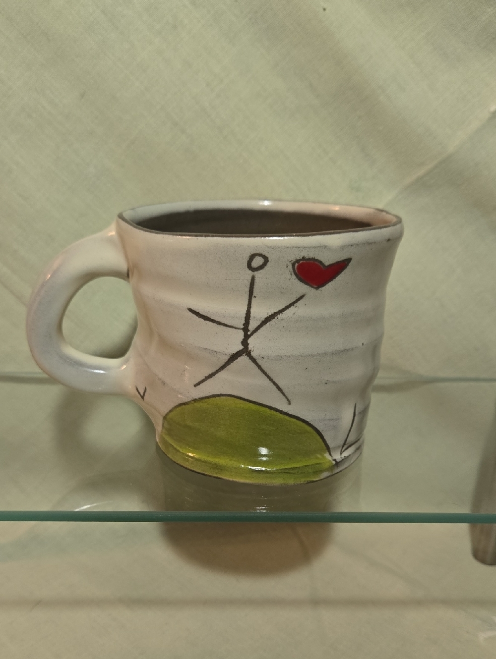 Handmade "Love The Earth" Ceramic Mug with Heart and Green Accent
